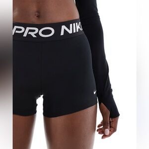 Nike pro women’s tight fit 3” shorts black white high rise body con logo XL NWT